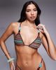 ASOS DESIGN ASOS DESIGN River crochet triangle bikini top with trim in chocolate stripes-Brown - 1
