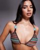 ASOS DESIGN ASOS DESIGN River crochet triangle bikini top with trim in chocolate stripes-Brown - 2