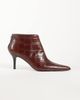 ASOS DESIGN ASOS DESIGN River premium leather pointed heeled ankle boot in brown croc - 1