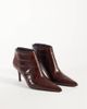 ASOS DESIGN ASOS DESIGN River premium leather pointed heeled ankle boot in brown croc - 2