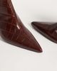 ASOS DESIGN ASOS DESIGN River premium leather pointed heeled ankle boot in brown croc - 3