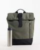 ASOS DESIGN ASOS DESIGN roll top clip rubberized backpack in green-Black - 2