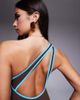 ASOS DESIGN ASOS DESIGN Ronnie rib contrast binding one shoulder swimsuit in chocolate-Black - 4