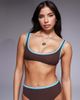 ASOS DESIGN ASOS DESIGN Ronnie ribbed contrast binding Mirissa scoop crop bikini top in chocolate-Brown - 1