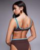 ASOS DESIGN ASOS DESIGN Ronnie ribbed contrast binding Mirissa scoop crop bikini top in chocolate-Brown - 4