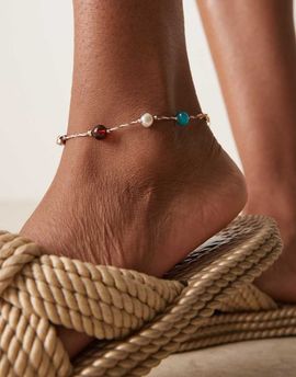 ASOS DESIGN ASOS DESIGN rope anklet with bead and eye in gold tone
