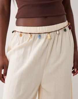 ASOS DESIGN ASOS DESIGN rope belt with shells & resin beads-Black