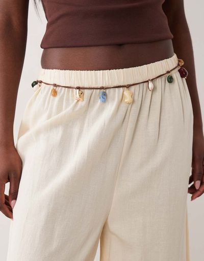 ASOS DESIGN ASOS DESIGN rope belt with shells & resin beads-Black