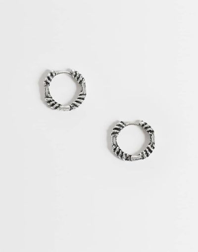 ASOS DESIGN ASOS DESIGN rope textured hoop earrings in burnished silver