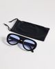 ASOS DESIGN ASOS DESIGN round aviator sunglasses in black with blue lenses - 3