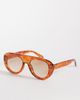 ASOS DESIGN ASOS DESIGN round aviator sunglasses in honey tort with gradient brown lenses - 1
