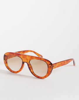 ASOS DESIGN ASOS DESIGN round aviator sunglasses in honey tort with gradient brown lenses