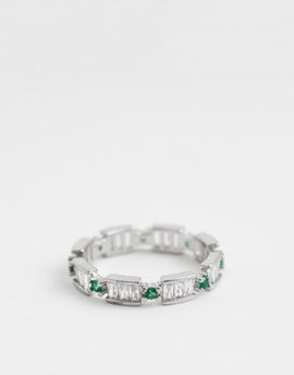ASOS DESIGN ASOS DESIGN round cubic zirconia crystal stone band ring in silver