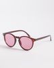 ASOS DESIGN ASOS DESIGN round sunglasses in burgundy with pink lenses-Red - 1