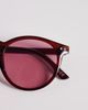 ASOS DESIGN ASOS DESIGN round sunglasses in burgundy with pink lenses-Red - 2