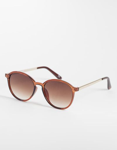 ASOS DESIGN ASOS DESIGN round sunglasses with metal temples in crystal brown