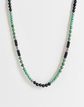 ASOS DESIGN ASOS DESIGN rounded bead and spacer necklace in green
