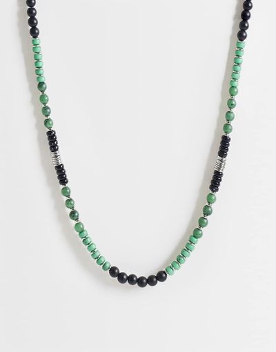 ASOS DESIGN ASOS DESIGN rounded bead and spacer necklace in green
