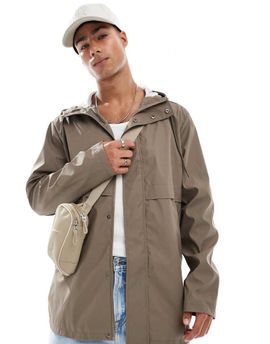 ASOS DESIGN ASOS DESIGN rubberized rain jacket in mushroom-Brown