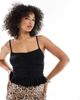 ASOS DESIGN ASOS DESIGN ruched cami with mini frill detail in black - 1