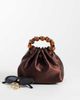 ASOS DESIGN ASOS DESIGN ruched clutch with resin beads in brown satin-Black - 2