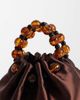 ASOS DESIGN ASOS DESIGN ruched clutch with resin beads in brown satin-Black - 3