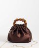 ASOS DESIGN ASOS DESIGN ruched clutch with resin beads in brown satin-Black - 4