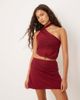 ASOS DESIGN ASOS DESIGN ruched detail mesh mini skirt in berry-Red - 1