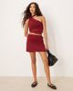 ASOS DESIGN ASOS DESIGN ruched detail mesh mini skirt in berry-Red - 2