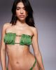 ASOS DESIGN ASOS DESIGN ruched front bandeau bikini top in green-Orange - 1
