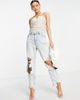 ASOS DESIGN ASOS DESIGN ruched leather look bodysuit in cream-White - 2