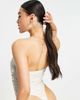 ASOS DESIGN ASOS DESIGN ruched leather look bodysuit in cream-White - 3