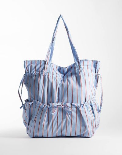 ASOS DESIGN ASOS DESIGN ruched pocket tote bag in blue and red stripe