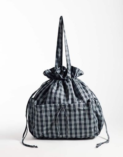 ASOS DESIGN ASOS DESIGN ruched pocket tote bag in check print-MULTI