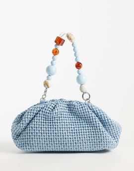 ASOS DESIGN ASOS DESIGN ruched resin handle straw clutch in blue