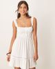 ASOS DESIGN ASOS DESIGN ruched square neck tiered mini dress with lace inserts in white - 1