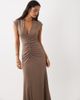ASOS DESIGN ASOS DESIGN ruched waist deep v maxi dress in mocha-Brown - 1