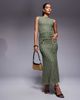 ASOS DESIGN ASOS DESIGN ruched waistband detail lace maxi dress in green - 1