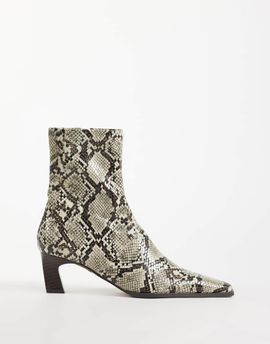 ASOS DESIGN ASOS DESIGN Rudy chisel toe heeled sock boots in snake print-Multi