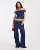 ASOS DESIGN ASOS DESIGN ruffle bardot denim top in mid blue - part of a set - 2