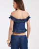 ASOS DESIGN ASOS DESIGN ruffle bardot denim top in mid blue - part of a set - 4