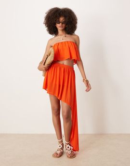 ASOS DESIGN ASOS DESIGN ruffle mini skirt with asymmetric hem in orange - part of a set