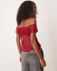 ASOS DESIGN ASOS DESIGN ruffle off the shoulder split front top in burgundy-Red - 3