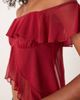 ASOS DESIGN ASOS DESIGN ruffle off the shoulder split front top in burgundy-Red - 4
