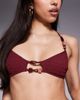 ASOS DESIGN ASOS DESIGN Ruth cut-out crop bikini top with resin trim in burgundy-Red - 4