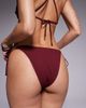 ASOS DESIGN ASOS DESIGN Ruth Rio high leg tie side bikini bottoms with resin trim in burgundy-Red - 3