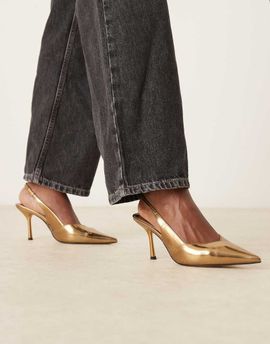 ASOS DESIGN ASOS DESIGN Sabrina slingback stiletto heels in bronze-Brown