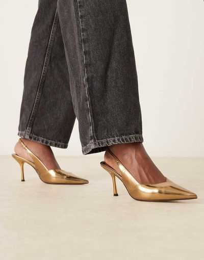 ASOS DESIGN ASOS DESIGN Sabrina slingback stiletto heels in bronze-Brown