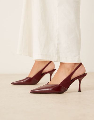 ASOS DESIGN ASOS DESIGN Sabrina slingback stiletto heels in burgundy-Red