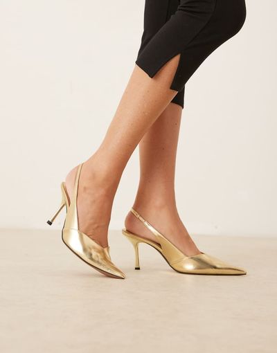 ASOS DESIGN ASOS DESIGN Sabrina slingback stiletto heels in gold